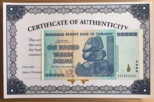 ZIM AA Serie 2008 Simbabwe 100 Billion Dollars P91 UNC UV geprüft mit COA  - Bild 1 von 11