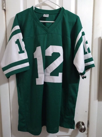 CUSTOM Sewn Stitched Joe Namath #12 Green Jersey Cover