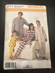 Simplicity Sleep Wear Family Pattern 2771 SZ XS-XL Uncut - Picture 1 of 3