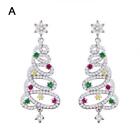 Christmas Tree Silver Crystal Star Earringsstud Dangle Women Gift Jewelry B7f3