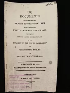 Original US House of Representatives Report Regarding the Burning of Washington - Picture 1 of 7