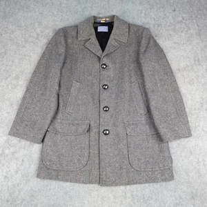 Vintage Pendleton Jacket Mens 44 Gray Tweed Wool Over Coat Barn Made in USA 80s - Picture 1 of 15