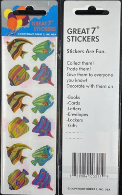 12 paquetes de pegatinas de peces tropicales nacarados, diseños de pegatinas "Great 7", PMP4002 Foto 1 de 4