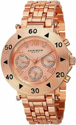 NUEVO Reloj Akribos XXIV AK686RG Para Mujer Conqueror Cuarzo Suizo Diamante Acento Foto 1 de 4