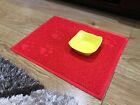 Red Square Shaped PVC Cat Dog Mat Non-slip Pet Food Water Bowl Feeding Placemat