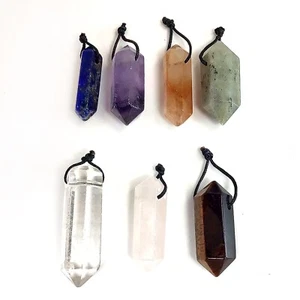 EIN Edelstein Anhänger sechseckige Spitze Amethyst, Labradorit, Kristall, Citrin - Bild 1 von 35