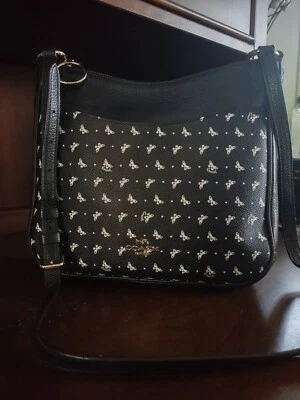 Bolso Bandolera Coach Chaise Estampado de Lunares Mariposa Negro Blanco Foto 1 de 4