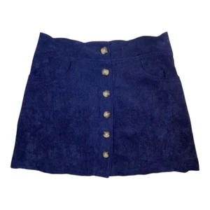 IZ Byer Girl Flare Corduroy Skirt Blue Scalloped Waist Button Front Pockets XL - Picture 1 of 8