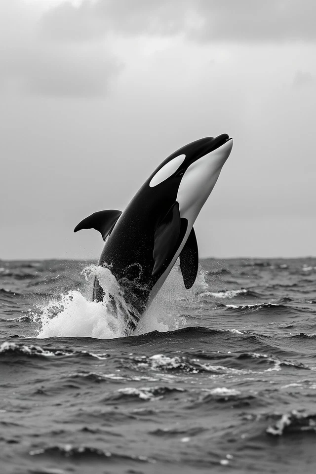 Impresión artística fotográfica de alta calidad Killer Whale Orca 4 X 6 B & W Foto 1 de 1