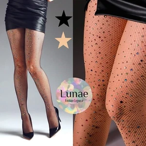 Fishnet tights rhinestone diamante crystal rave rainbow bling 8/10/12/14 party - Picture 1 of 5