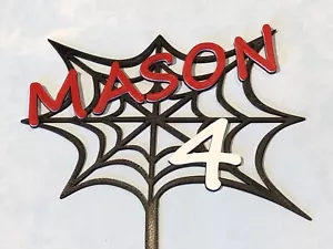 Spiderman Personalized Cake Topper Marvel Spiderman Web Cake Topper - Picture 1 of 9
