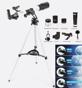 70mm Refractor Telescope - Includes 3X Barlow & Upgraded Altazimuth Tripod - Picture 1 of 8