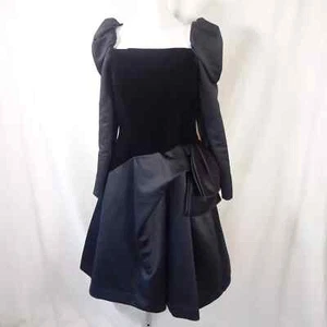 Vintage 80s Victor Costa Little Black dress velvet puff sleeve party cocktail 6 - Picture 1 of 10