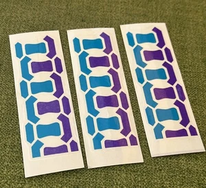 3 NOS Vintage 1980s-90s MOUNTAIN BIKE Tire Tread 4.5” FRAME DECALS Teal Purple - Picture 1 of 2