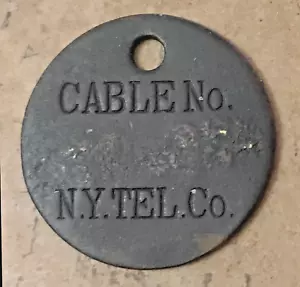 Vintage NEW YORK PHONE CO metallo telefono palo etichetta o strumento controllo - Foto 1 di 2