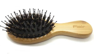 Flair Bamboo Boar Bristle Nylon Mix Detangling Hair Brush (Mini) Travel Size - Picture 1 of 5