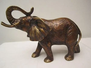 GIFT & DECOR ANTIQUE FINISH BRASS MADE LUCKY TRUNK UP ELEPHANT STATUE SCULPTURE! - Picture 1 of 1