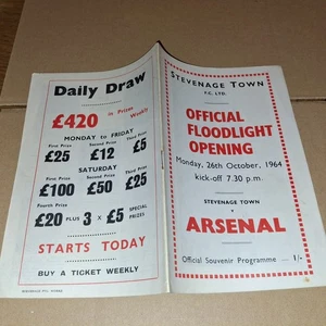 1964-1965 FRIENDLY(OPENING FLOODLIGHTS)STEVENAGE TOWN V ARSENAL(99.9% MINT) - Picture 1 of 2