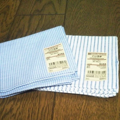 Новые хлопковые и льняные носовые платки MUJI японского производства упаковка 2 шт. 46x46 см - Изображение 1 из 4