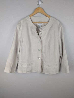 Chaqueta Covington para mujer 18 mezcla de lino botones delanteros ligeros bolsillos de resorte Foto 1 de 4