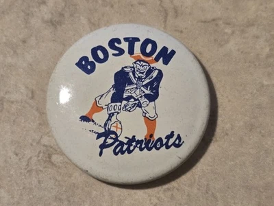 复古 1 英寸圆形 1960 年代波士顿爱国者足球徽章纽扣 AFL NFL LAR LU 线 — 第 1/3 张图片