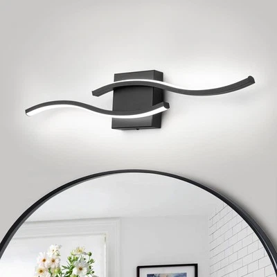 Luz de tocador de baño LED regulable, accesorio de iluminación negro moderno de 24 pulgadas Foto 1 de 4