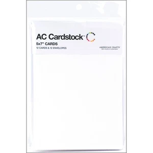 American Crafts A7 Cards W/Envelopes (5.25"X7.25") 12/Pkg White - Picture 1 of 2