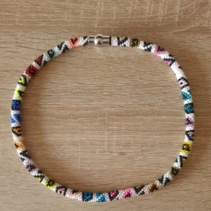 Glasperlenkette Halskette Perlenkette gehäkelt Collier - Bild 1 von 5