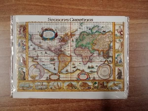 mappa mondo auguri world map greetings gatefold card sealed Janszoom Blaeu - Foto 1 di 2