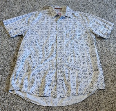 Christian Audigier мужской большой платье рубашка с коротким рукавом на пуговицах белый пейсли - Изображение 1 из 4