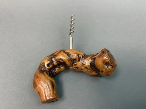 Old Vintage Burl Wood Laurent SIRET France Cork Screw Wine Bottle Opener Solid - Picture 1 of 9