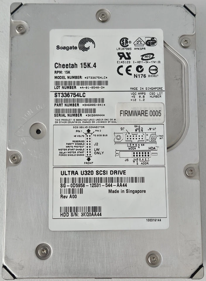 Seagate Cheetah ST336754LC 36GB 15K.4 Ultra U320 SCSI Drive 9X6006-041 F/W 0005 - Image 1 of 1