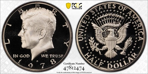 1978 S 50C KENNEDY HALF DOLLAR PCGS PR69DCAM Protected by Gold Shield & TrueView Cover
