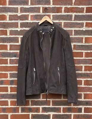 All Saints Mens CORA Nubuck Leather Bomber Jacket 2XL XXL Moto AllSaints Biker - Image 1 of 4