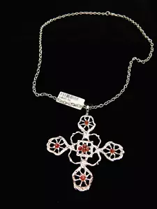 Collar de cadena de plata de ley 925 colgante cruz celta circonitas hecho a mano en Italia - Imagen 1 de 2