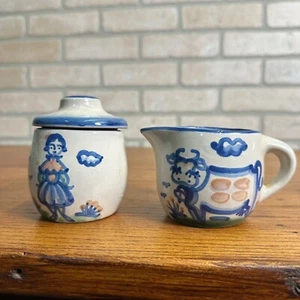 MA Hadley Pottery Farmers Daughter Cow Covered Dish Sugar & Creamer - Picture 1 of 13