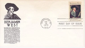 C STEPHEN ANDERSON CACHET FDC FIRST DAY COVER - 1975 BENJAMIN WEST AMER ARTIST - Bild 1 von 1