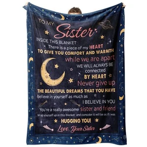 Sister Blanket Gift 60x50 inch Birthday Mothers Day Christmas Flannel Sis - Picture 1 of 7