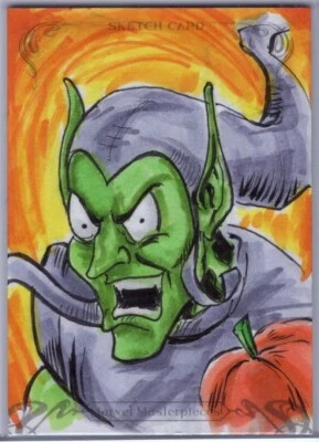 2018 Marvel Masterpieces Sketch Green Goblin by Estrella Rivera 1/1 - Image 1 of 2