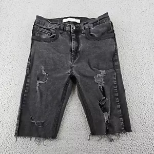 Zara Man Jean Shorts Mens 30 (28x10) Black Jorts Cut Offs Distressed Festival - Picture 1 of 14