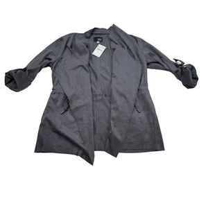 NWT Kut from the Kloth Dianne Faux Suede Jacket Women's Large Gray Draped - Picture 1 of 7