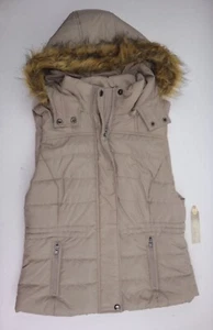 American Rag Cie Puffer Weste Fell Damen L Large beige Winter gefüttert Thermo - Bild 1 von 6
