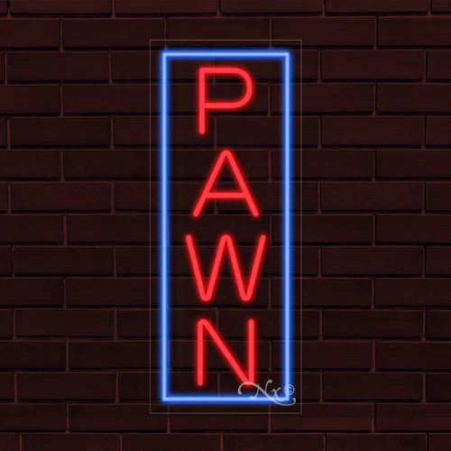 NEW "PAWN" w/BORDER VERTICAL 30x12x1 INCH LED FLEX WINDOW/WALL INDOOR SIGN 31013 - Image 1 of 1