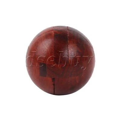 复古红木鲁班锁解锁智力拼图 球形类型 红色 — 第 1/4 张图片