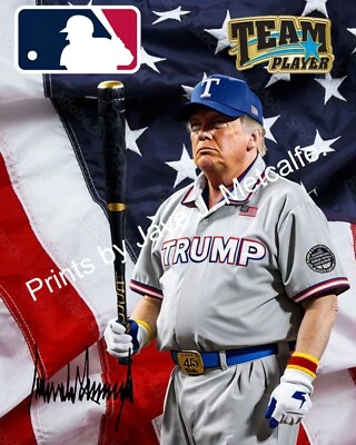 Bola de beisebol Donald Trump estampa 8x10. - Imagem 1 de 4