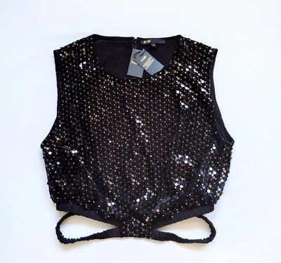 Top corto de lentejuelas negro Maje Foto 1 de 4