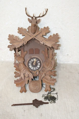 Vintage GERMAN CUCKOO CLOCK Hunter DEER Rabbit RIFLE PARTS ONLY UNTESTED Cover