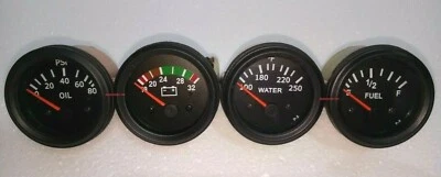Gauges Set ( 4 pcs ) - Oil Pressure Temp Volt Fuel Gauge 2" Electric B/B - Image 1 of 4