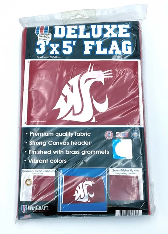 WASHINGTON STATE COUGARS WSU 3 x 5 FLAG DELUXE WINCRAFT BRAND NEW Cover