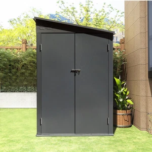 9x5ft Metal Shed Garden Storage Shed w/ Double Doors Tool House Shelter Cabin UK - Picture 1 of 9